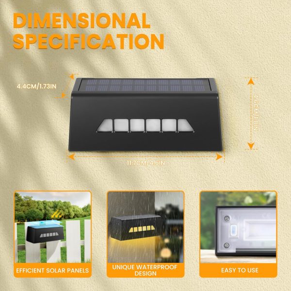 Solar Deck Lights Outdoor, IP65 Waterproof Fence Solar Lights Outdoor, - Image 2