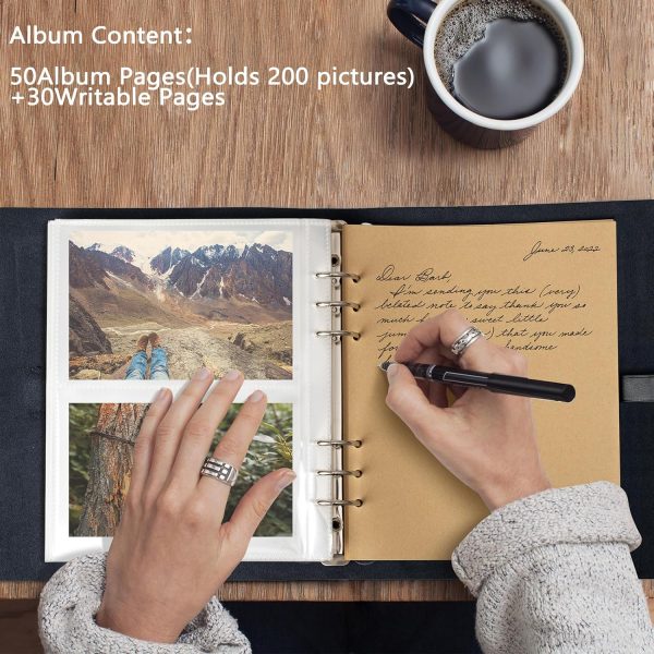 Photo Album 4x6 200 Photos, Genuine Leather Photo Albums with Writing Space - Image 3