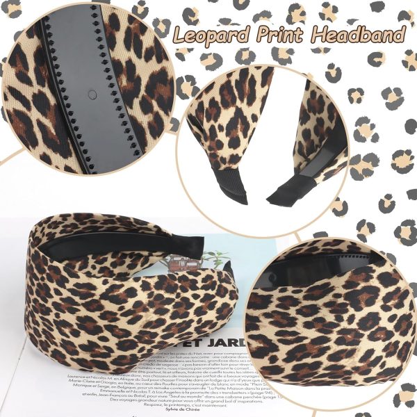 YARIEW Leopard Print Headbands for Women Girls 2 Pcs Wide Headband Non Slip - Image 3
