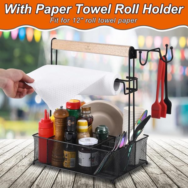 Grill Caddy, Picnic BBQ Organizer for Camping Outdoor Mesh Basket with 3 - Image 9