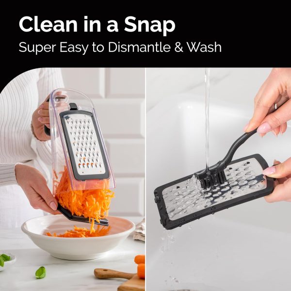 Cheese Grater with Garlic Crusher - Box Grater Cheese Shredder - Cheese - Image 7
