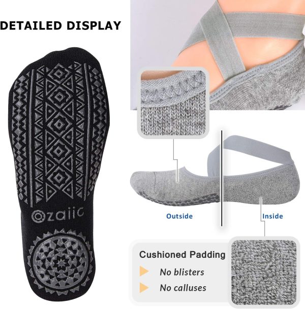 Ozaiic Yoga Socks for Women Non-Slip Grips & Straps, Ideal for Pilates, - Image 6