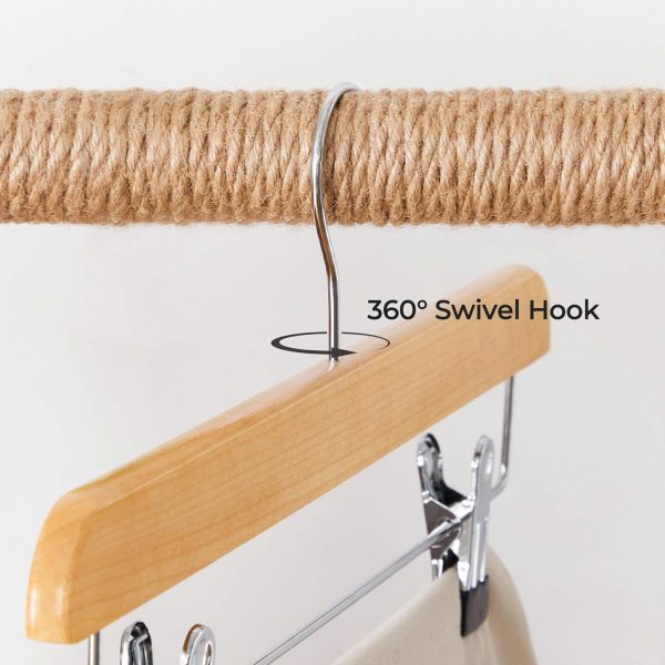 SONGMICS Wooden Pants Hangers 8 Pack, Pants Hangers with Adjustable - Image 5
