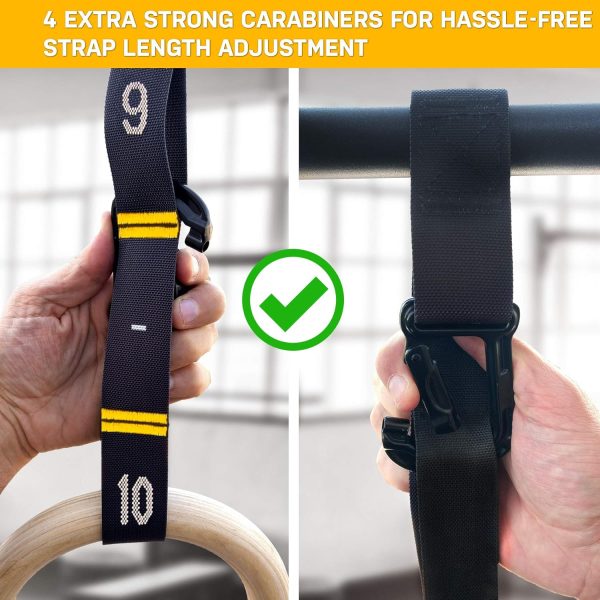 Double Circle Wood Gymnastics Rings with Quick Adjust Numbered Straps and - Image 3