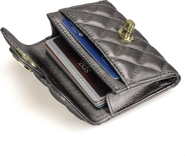 Luxury Quilted Leather Card Holder Wallet Credit Card Holder Wallet Small - Image 4