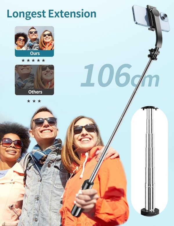 Selfie Stick, 41'' Extendable Phone Tripod Stand with Phone Holder & - Image 2