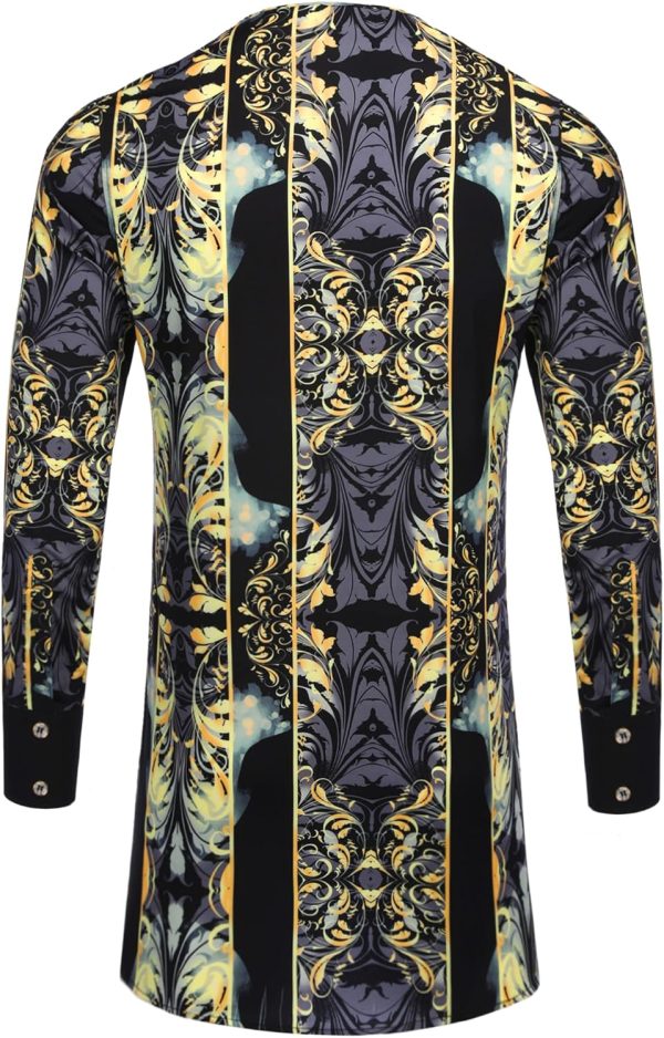 Daupanzees Mens African Traditional Luxury Pattern Printed Button Long - Image 3