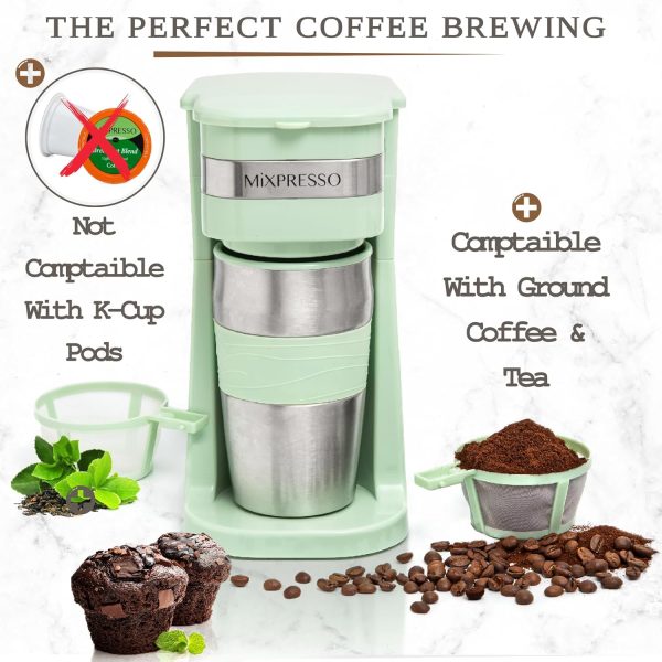 Mixpresso Personal Single Serve Coffee Maker & 14oz Travel Mug, Drip Coffee - Image 3