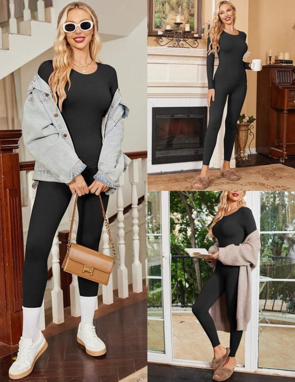 Ekouaer Womens Thermal Underwear Sets Long Johns Long Sleeve Base Layer - Image 3