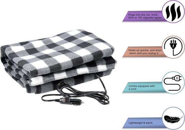 Heated Car Blanket - 12-Volt Electric Blanket for Car, Truck, SUV, or RV - - Image 3
