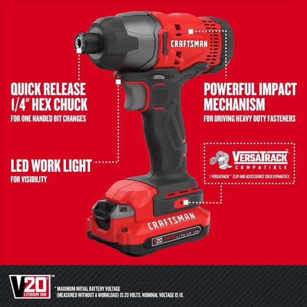 CRAFTSMAN V20 MAX Cordless Drill and Impact Driver, Power Tool Combo Kit - Image 5