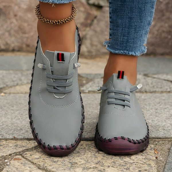 Women's Soft Leather Breathable Shoes Comfort Plantar Fasciitis Loafers - Image 3