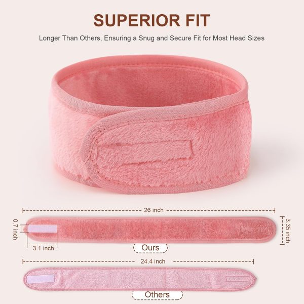 4 Pack Spa Headbands for Women, Lengthened Adjustable Makeup Headbands for - Image 3