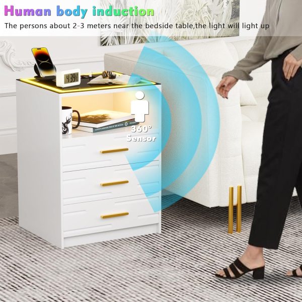 RGB Nightstand with Wireless Charging Station, Auto Sensor 24 Color - Image 5