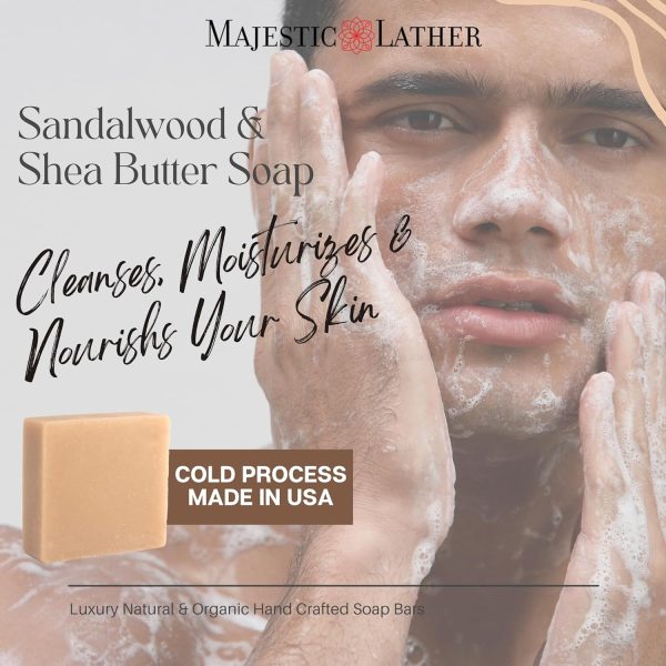 Sandalwood Luxury Bar Soap for Face & Body - Skin Soothing, Gentle - Image 5
