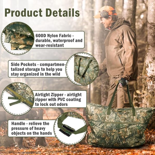 Scent Control Bag, 42 x 26 Inch Extra Large Camouflage Scent Proof Bag - Image 3