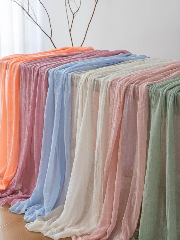 Keketo 6pcs Coral Peach Gauze Rustic Cheesecloth Table Runner 120 Inch 10 - Image 6