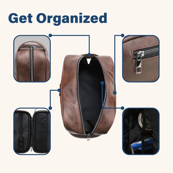 emissary Leather Travel Toiletry Bag for Men, Water Resistant Travel - Image 2