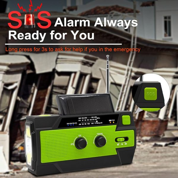 Emergency Crank Weather Radio, 4000mAh Solar Hand Crank Portable - Image 5