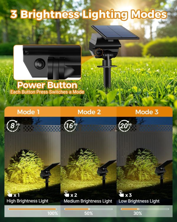 btfarm 8 Pack Solar Lights Outdoor Waterproof IP65, 52 LED Solar Spot - Image 6