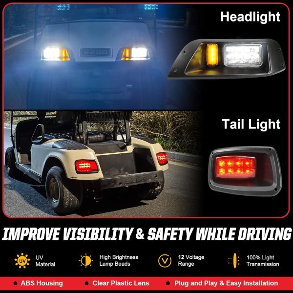EZGO LED Headlight Tail Light Kit, Golf Cart Headlight Taillight Kit for - Image 2
