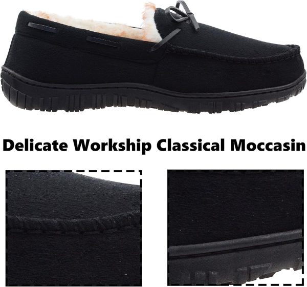VLLy Mens Slippers Moccasins with Plush Lined Cozy House Bedroom Shoes for - Image 4
