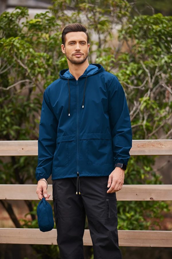 COOFANDY Mens Packable Rain Jacket Lightweight Waterproof Raincoat with - Image 2