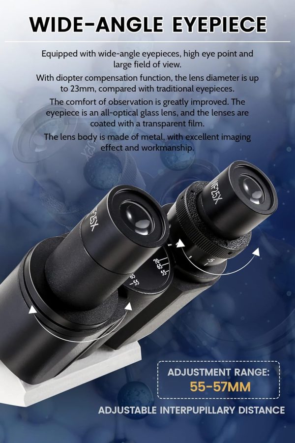40X-5000X Compound trinocular Microscopes trinocular fo Adults, with 5.0 mp - Image 6