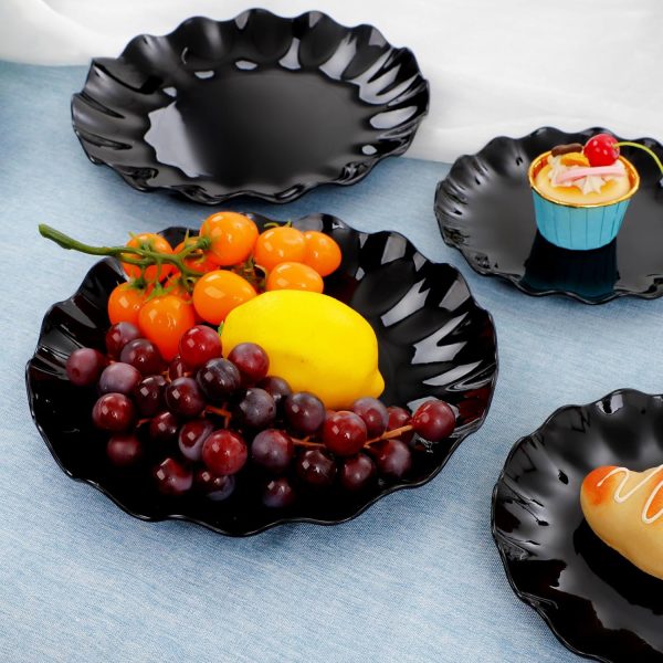 LIYH 24pcs Black Plastic Plates Reusable,Unbreakable Plastic Plates, - Image 9