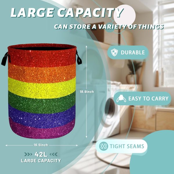 Shiny Rainbow Printed Laundry Basket Gay Funny Laundry Hamper Foldable - Image 2