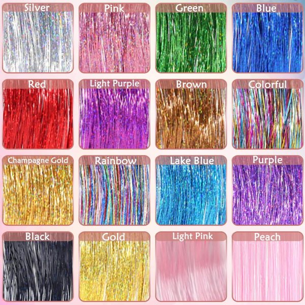 Hair Tinsel Kit (48 Inch, 16 Colors, 5200 Strands), Glitter Tinsel Hair - Image 2
