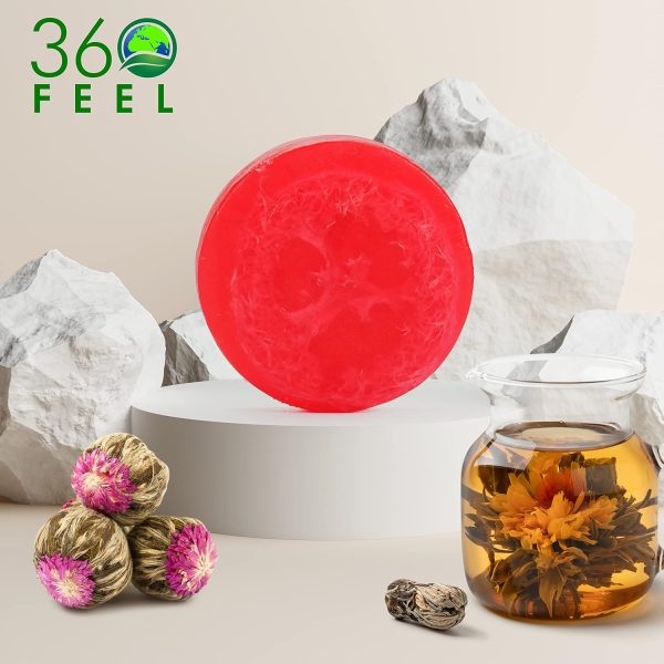 Asian Tea Blossom Loofah Bar Soap - Vegan, Pure & Luxury Handmade Soap- - Image 2
