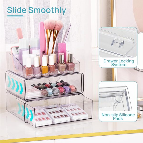 Vtopmart 3 Tier Clear Makeup Organizer with Drawer, Cosmetic Storage for - Image 4