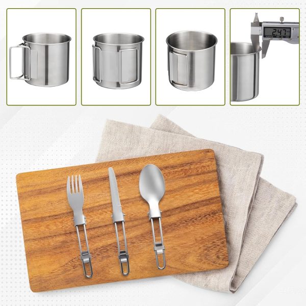 Camping Cookware Kit Backpacking, 0.33Gal Pots and 0.17Gal Pans Set,0.08Gal - Image 4