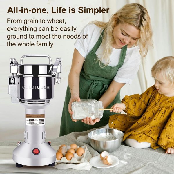 Goldtouch 150g High Speed Electric Grain Mill Grinder, 1500W 110V Stainless - Image 7