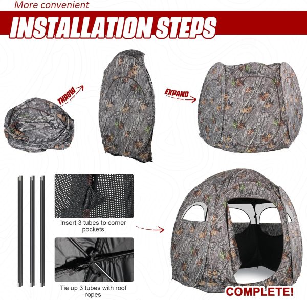 Hunting Blind 1-3 Person See Through Quick Set Pop up Ground Blinds for - Image 7