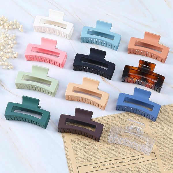 Sisiaipu 3.5 Inch Medium Hair Accessories - 12 Pcs Square Jaw Clips for - Image 4