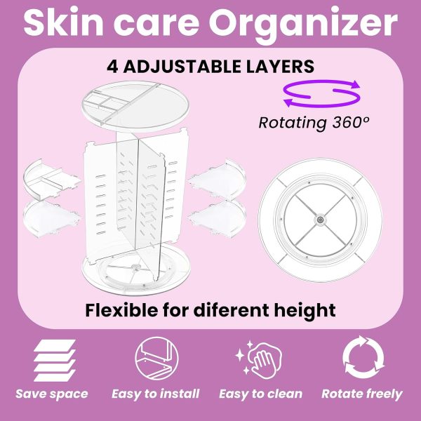 GGGI Solution - 360 Rotating Makeup Organizer Clear Acrylic Skincare and - Image 2