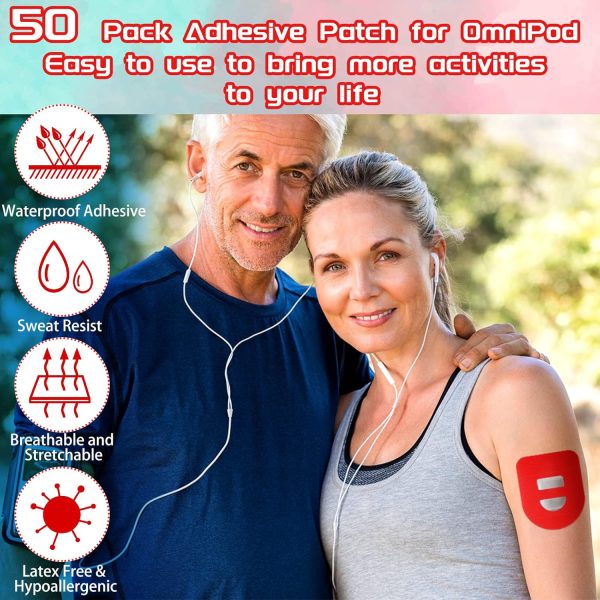 Nuanchu 50 Pieces Adhesive Patches Compatible with Omnipod 5 Shower - Image 5