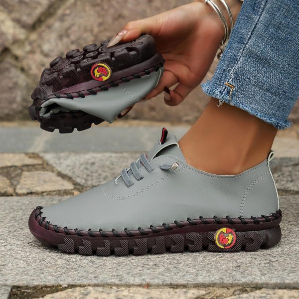 Women's Soft Leather Breathable Shoes Comfort Plantar Fasciitis Loafers - Image 2