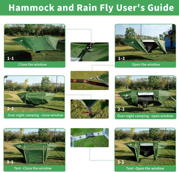 Camping Hammock with Mosquito Net and Rain Fly Cover Portable Lightweight - Image 8