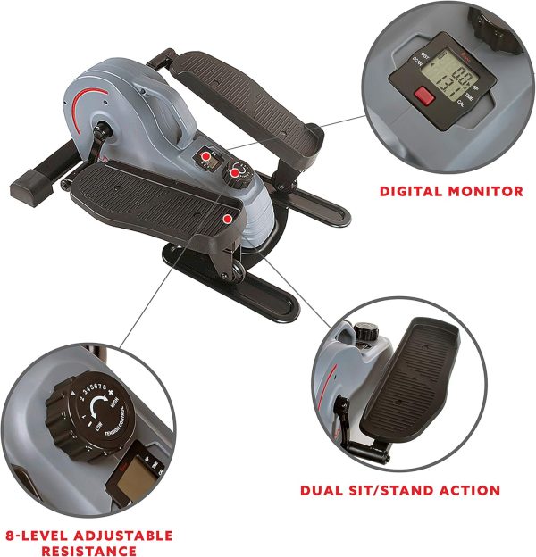 Sunny Health & Fitness 2 in 1 Sit/Stand Mini Elliptical Machine, Portable - Image 4