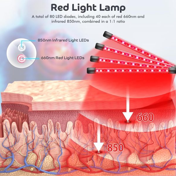 Red Light Therapy for Body, 80LEDs Infrared Light Therapy with Adjustable - Image 2