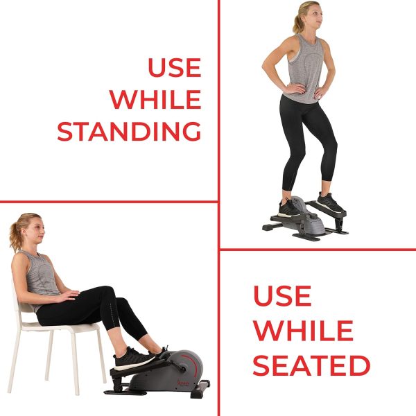 Sunny Health & Fitness 2 in 1 Sit/Stand Mini Elliptical Machine, Portable - Image 3