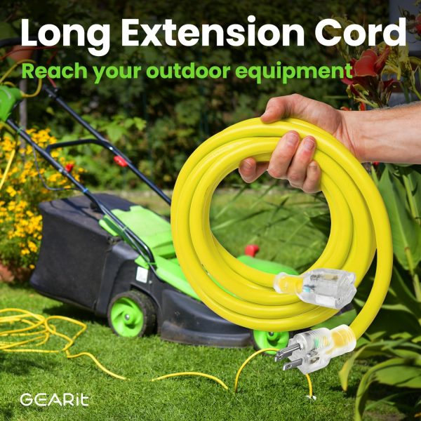 GEARit Outdoor 14 AWG Gauge 3 Prong Plug 100 Foot Extension Cord, Power - Image 3