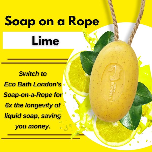 Lime Soap on a Rope 7.76 oz (220 g) Luxury Eco-Friendly Lime Soap, - Image 2