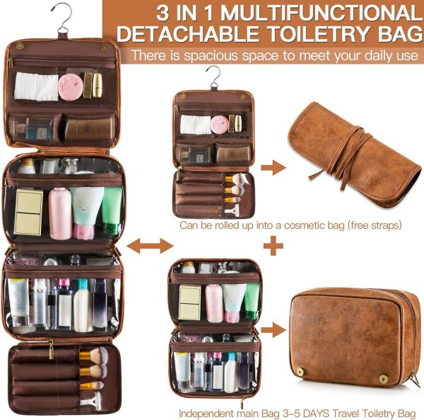 Elviros Toiletry Bag Hanging Travel Organizer for Men and Women, 3 in 1 - Image 2