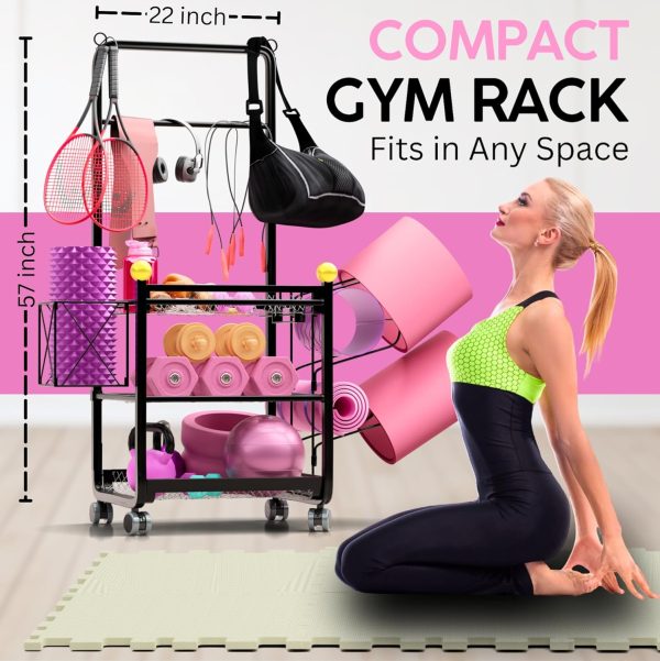 Weight Rack for Home Gym with 6 Exercise Mats - Durable Metal Dumbell Rack, - Image 6