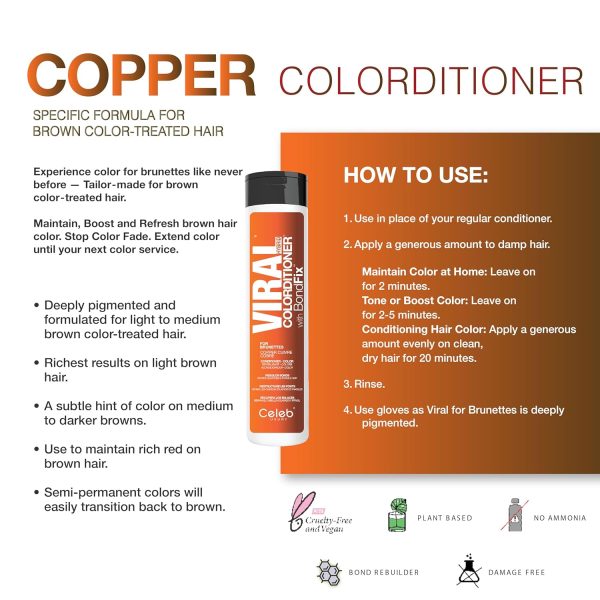 Celeb Luxury Copper Hair Color Depositing Colorwash Conditioner for - Image 3
