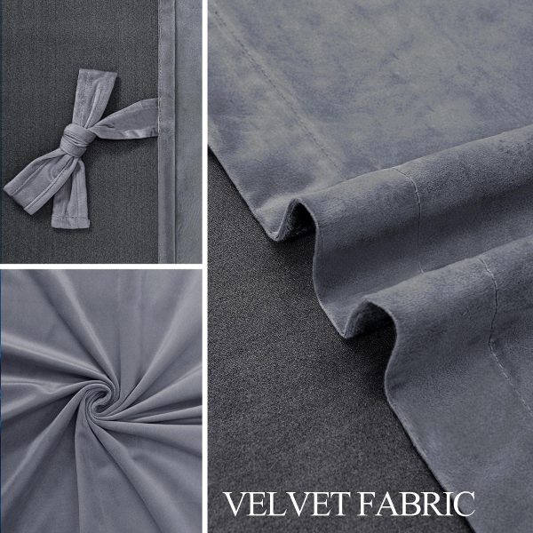 JIUZHEN Super Soft Grey Velvet Curtains 120 inch, Room Darkening Smooth - Image 5